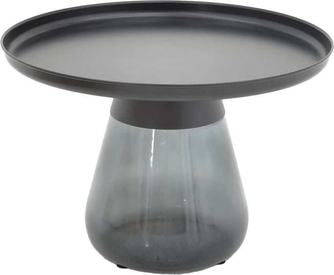 Set tavolinash kafeje Kunlo Inart 2 copë metal i zi-xham i zi