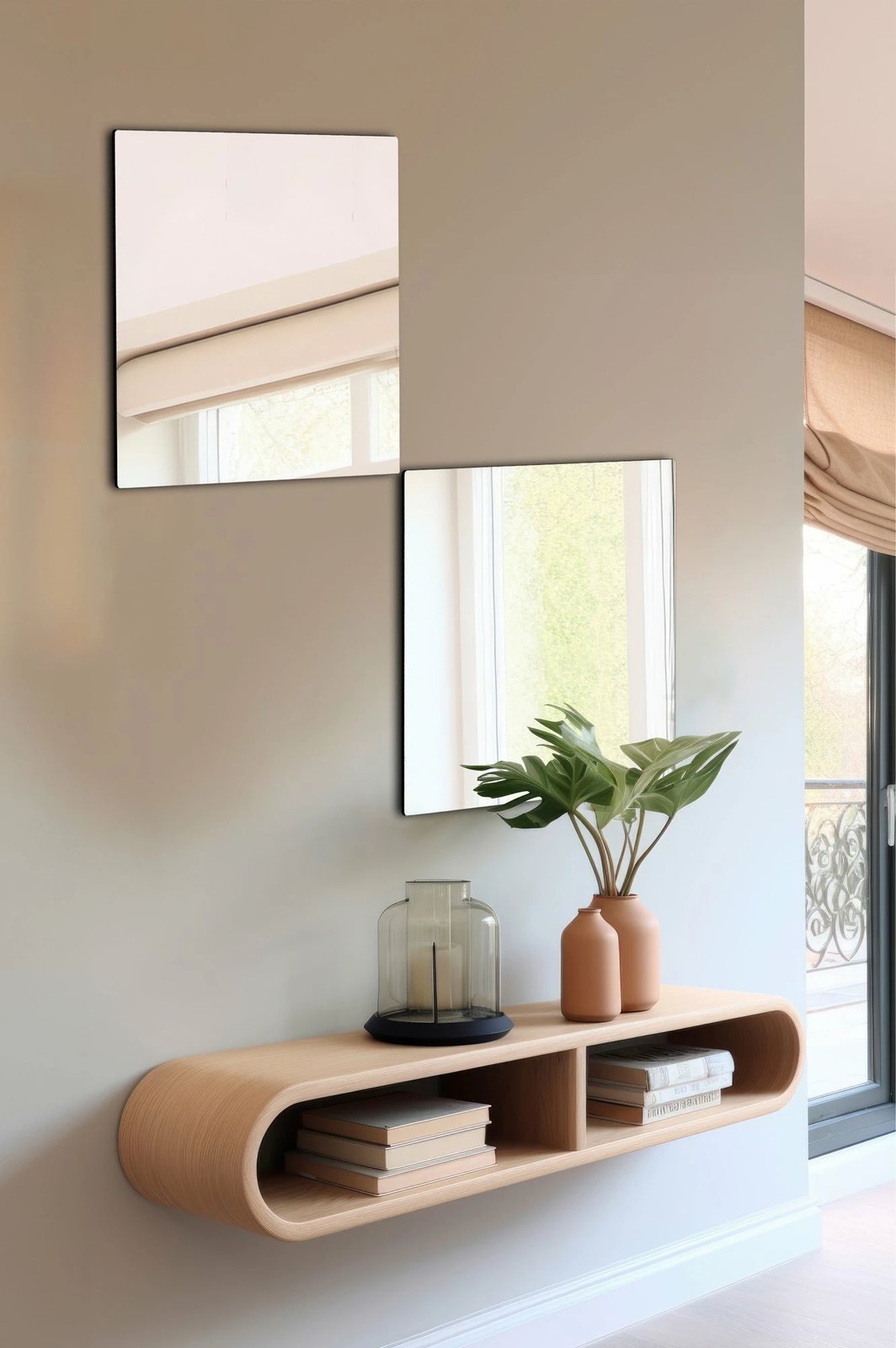 Pasqyrë drejtkëndore Skye Decor, argjend, 30x60cm, 2 copa