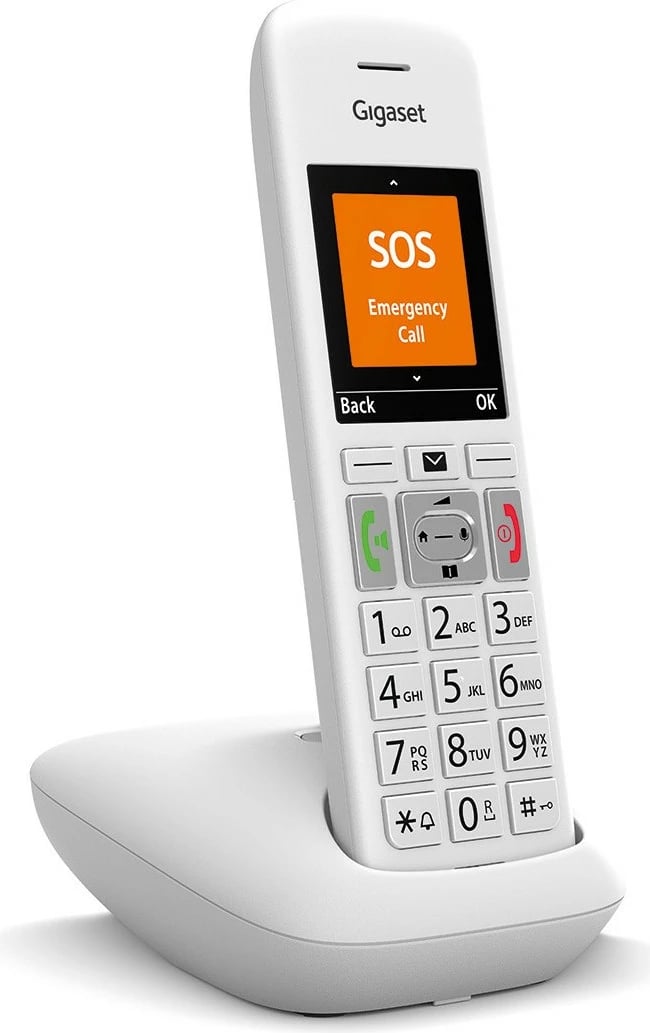 Telefon Gigaset E390, Analog/DECT, Pa tel, Speakerphone, 200 kontakte, Caller ID, Bardhë