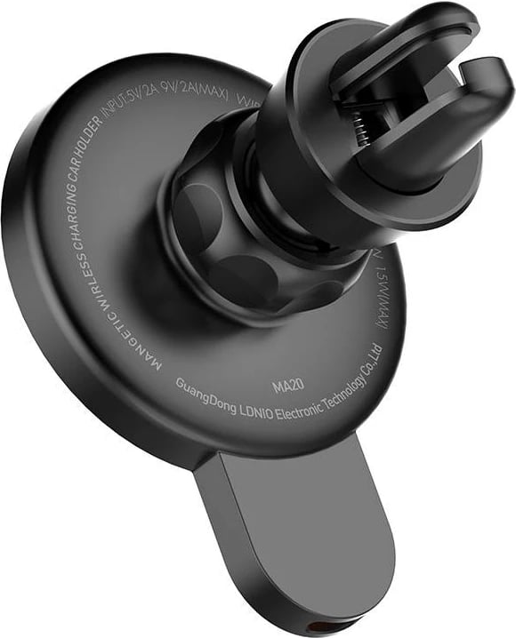 Mbështjellës magnetik për makinë LDNIO MA20 me karikues wireless 15W, i zi