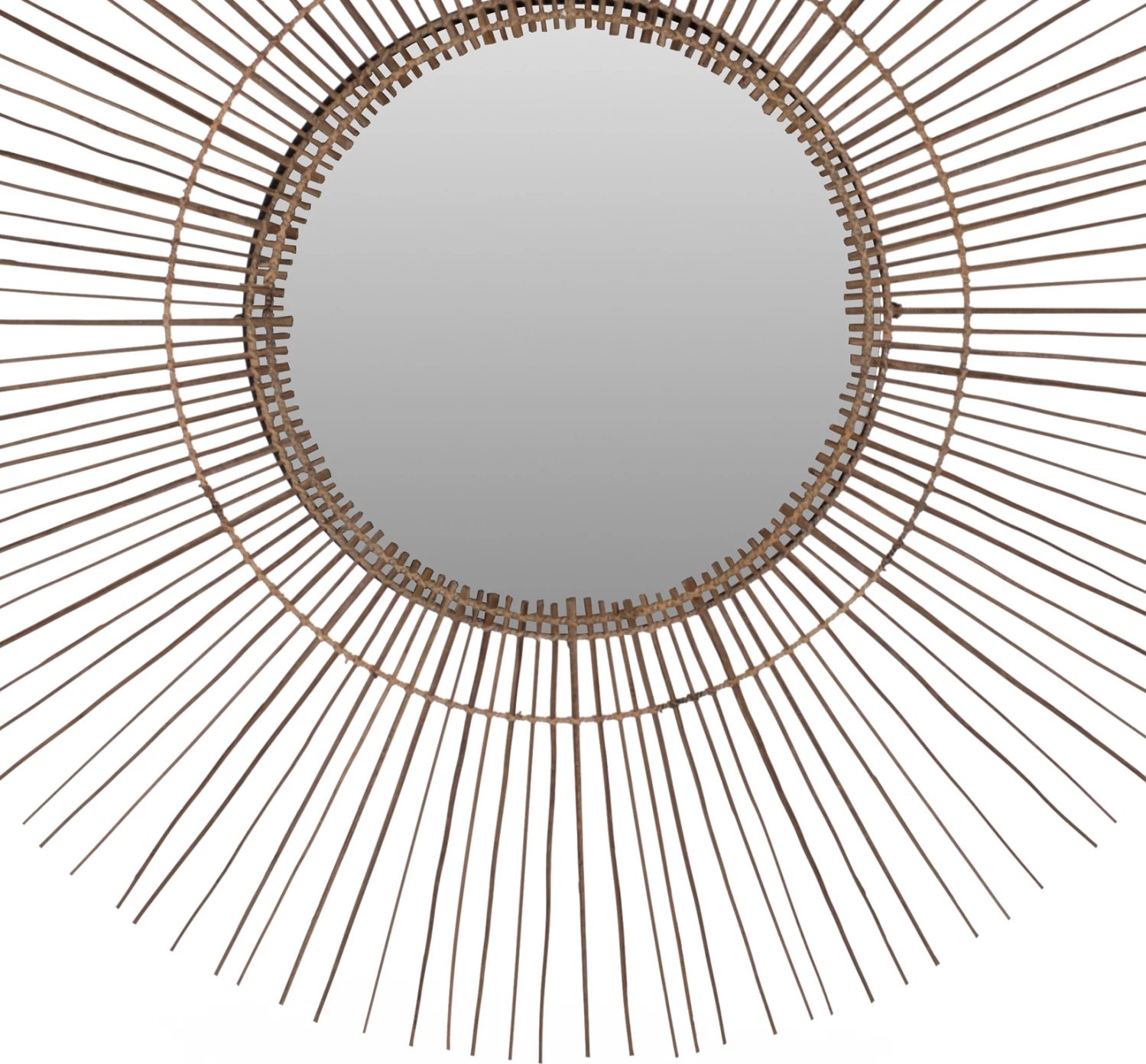 Pasqyrë rrethore me kornizë nga shkopinj kokosi, ngjyrë natyrale, 120x4x120Hcm, FH7732