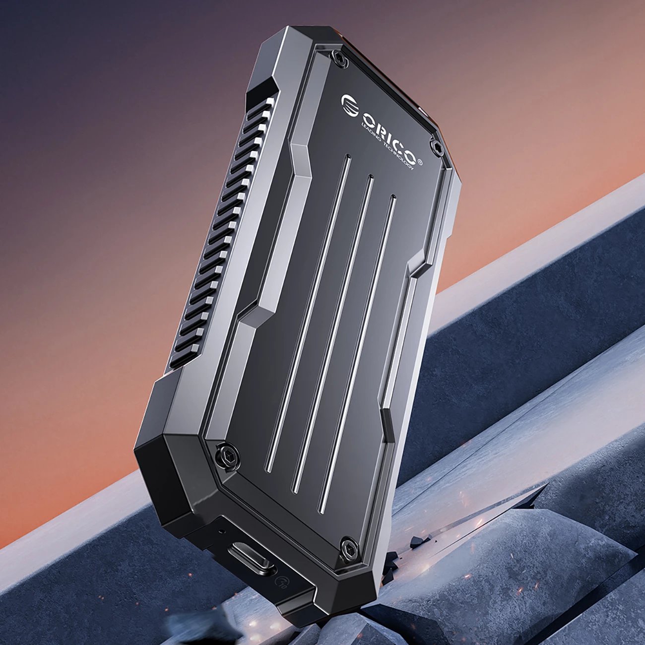 Kasë Orico OXS2C3-G2 për SSD M.2 NVMe/SATA, USB-C 3.2, Gri