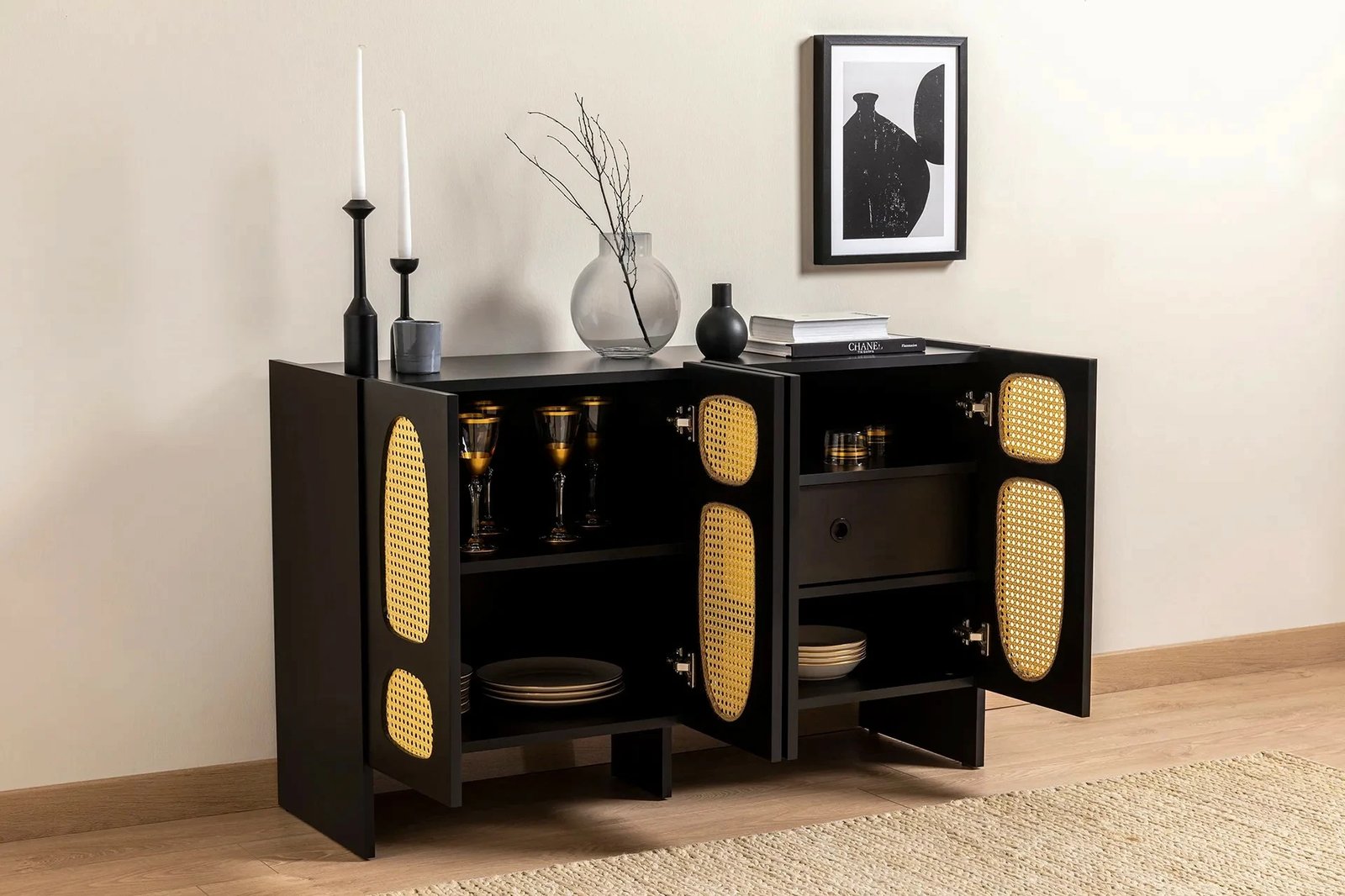 Konsolë Hanah Home Simona 80, e zezë