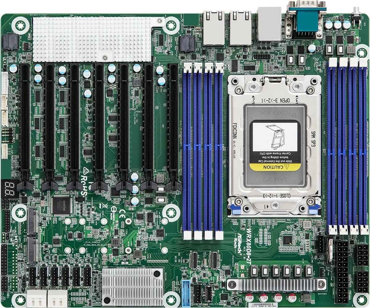 Pllakë amë ASRock WRX80D8-2T, Socket sWRX8, 8x DDR4, 7x PCIe x16, 3x LAN