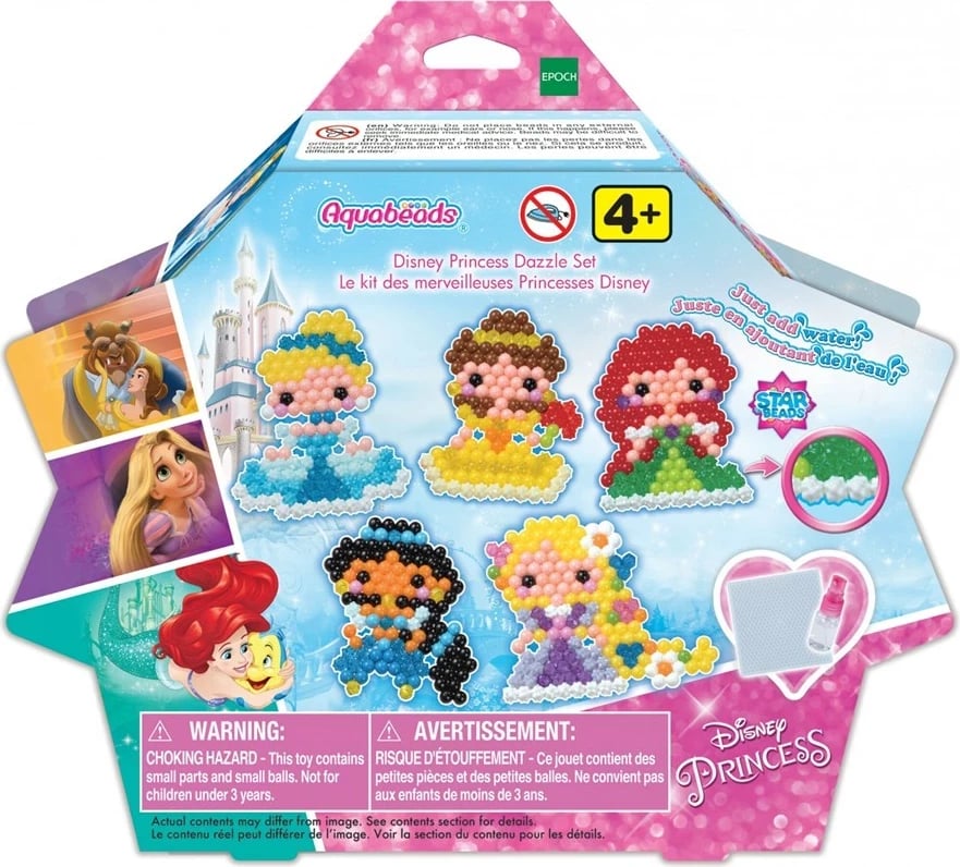 Set rruaza kreative Aquabeads EPOCH 31606, Disney Princess Dazzle, shumëngjyrëshe