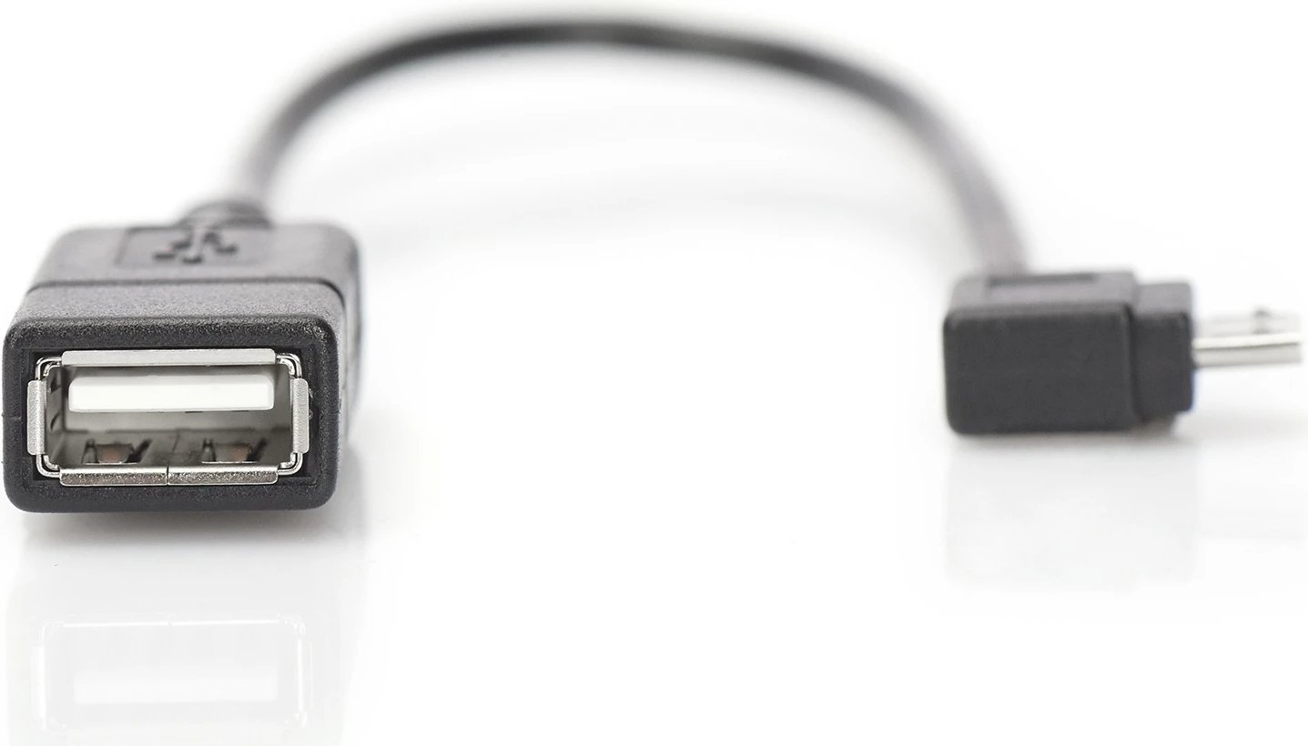 Adapter USB OTG Digitus, micro USB B në USB A, 0.15m, zi