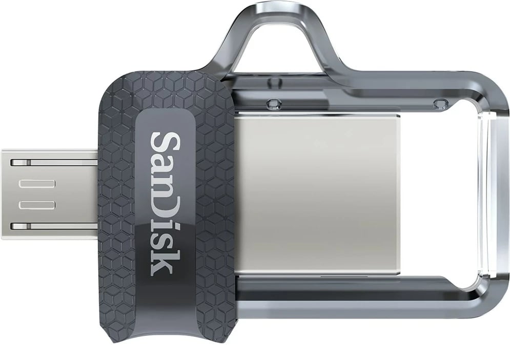 USB Sandisk Ultra Dual m3.0, 256 GB, i zi, argjend, transparent