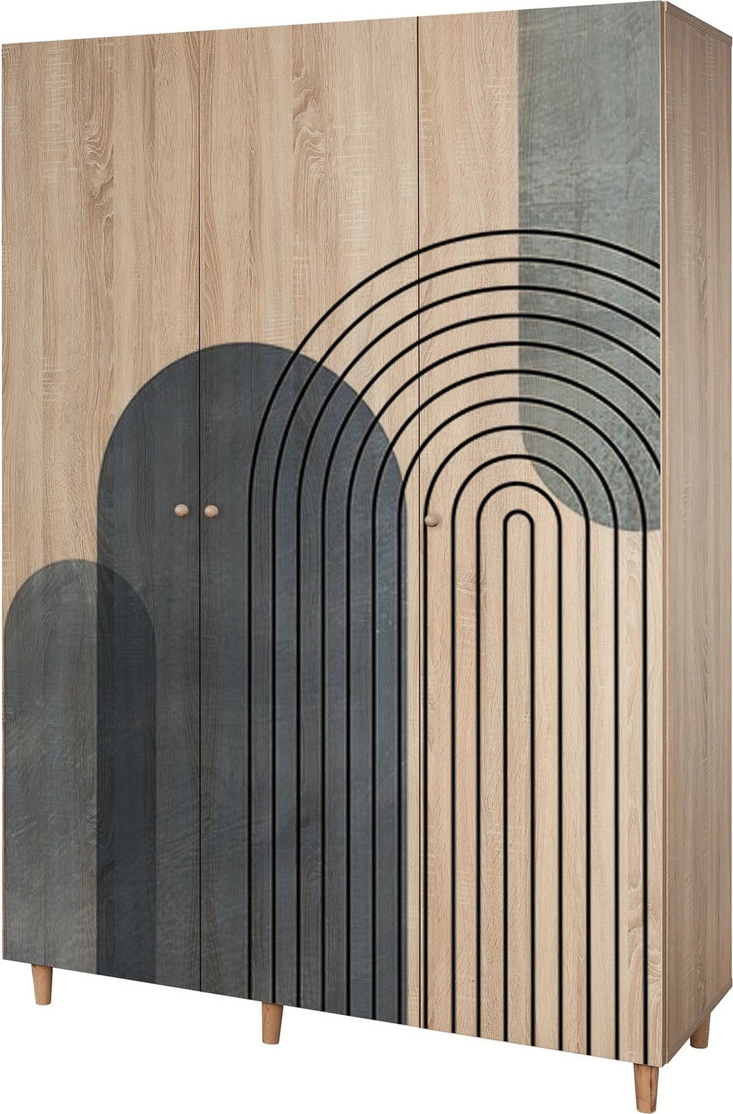 Dollap Lena 3, dekor Skye, ngjyrë sonomo, 135x192x52cm