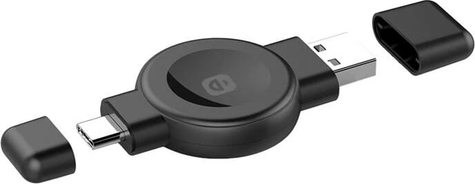 Karikues wireless për smartwatch Choetech T606-F, USB-A/USB-C, i zi