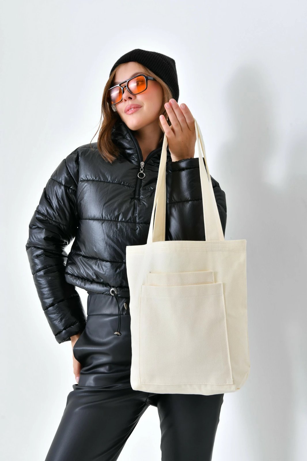 Tote bag gabardinë, ngjyrë ecru, Zoozie Bags, 2119