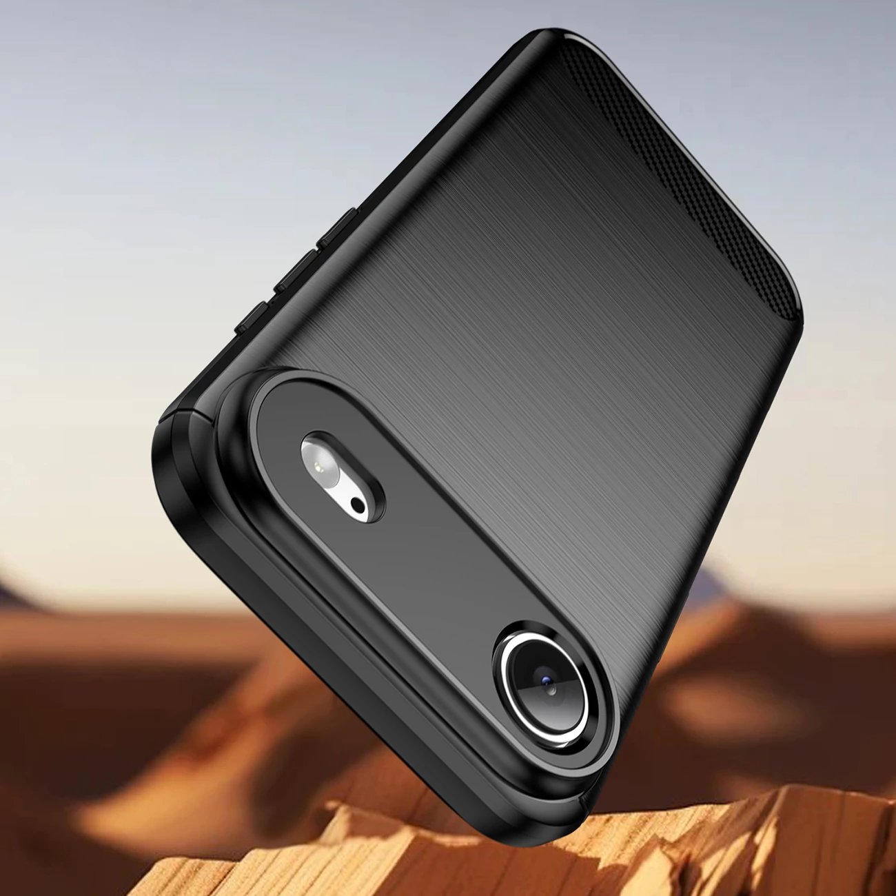 Mbështjellës Hurtel Carbon Case për iPhone 17 Air, TPU, i zi