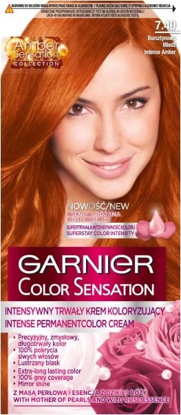 Krem ngjyrosës për flokë Garnier Color Sensation 7.40 Amber Copper për femra, 1 copë