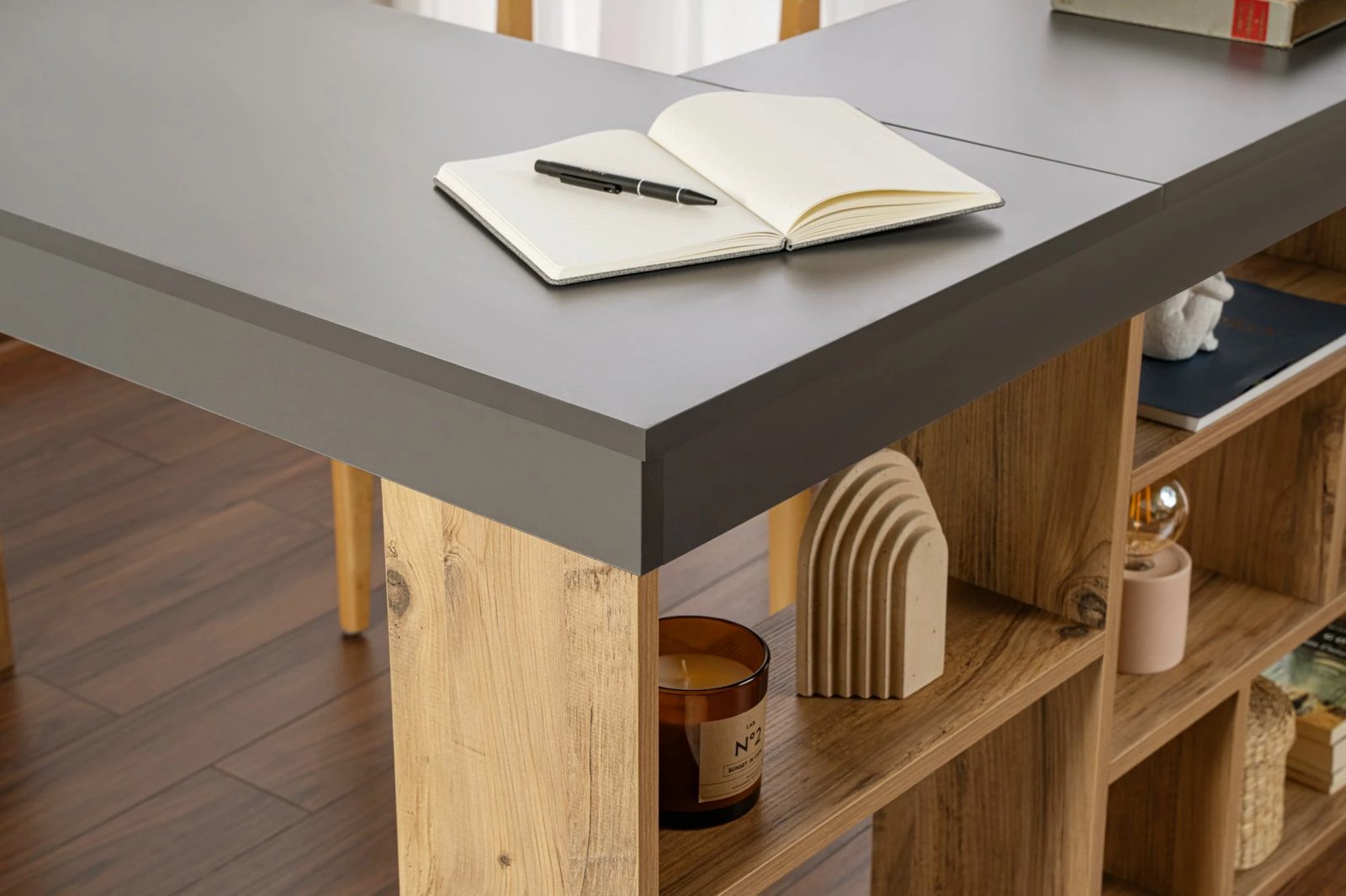 Tavolinë pune Nordure, Vesper, anthracite dhe Atlantic Pine