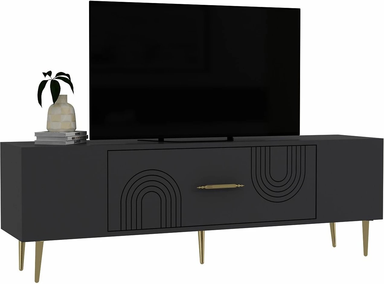 Komodë TV Skye Decor, anthracite, gold, Dekol2