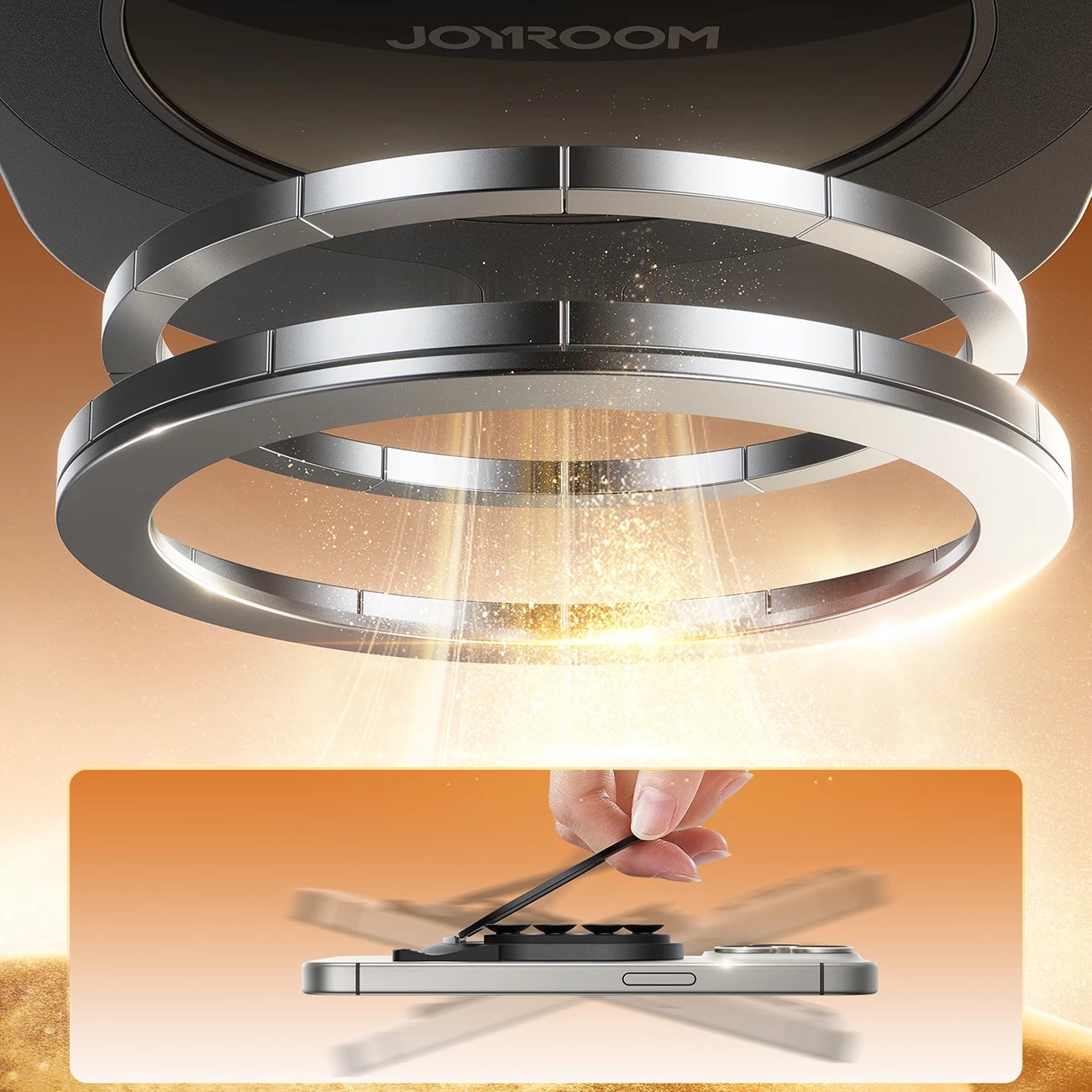 Mbështjellës magnetik Joyroom JR-ZS418 me qëndrim dhe kupa thithëse, për celular, i zi