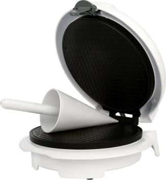 Aparat për petë vafle/konë, Adler, AD 3038, pjatat 18 cm, regulator temperature, shtresë jo‑ngjitëse, formues kone, 750W nom./1500W max, e bardhë