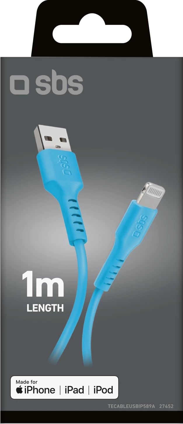 Kabllo USB-A në Lightning SBS TECABLEUSBIP589A, 1 m, Kaltër Kabllo USB-A në Lightning SBS TECABLEUSBIP589A, 1 m, Kaltër