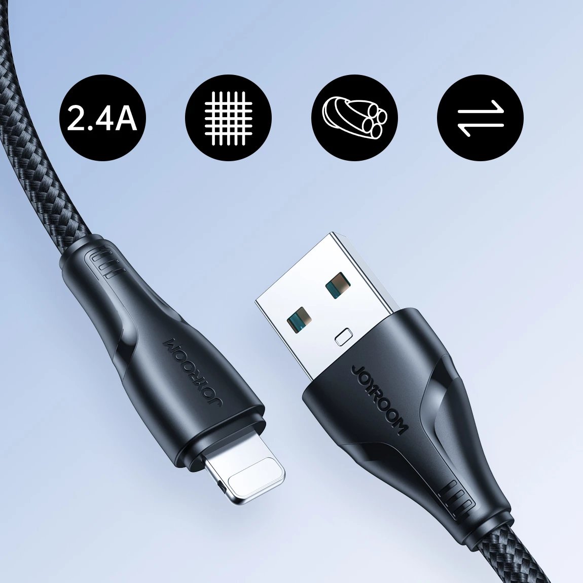 Kabllo Joyroom Surpass Series A11, USB-A në Lightning, 2m, 2.4A, e zezë