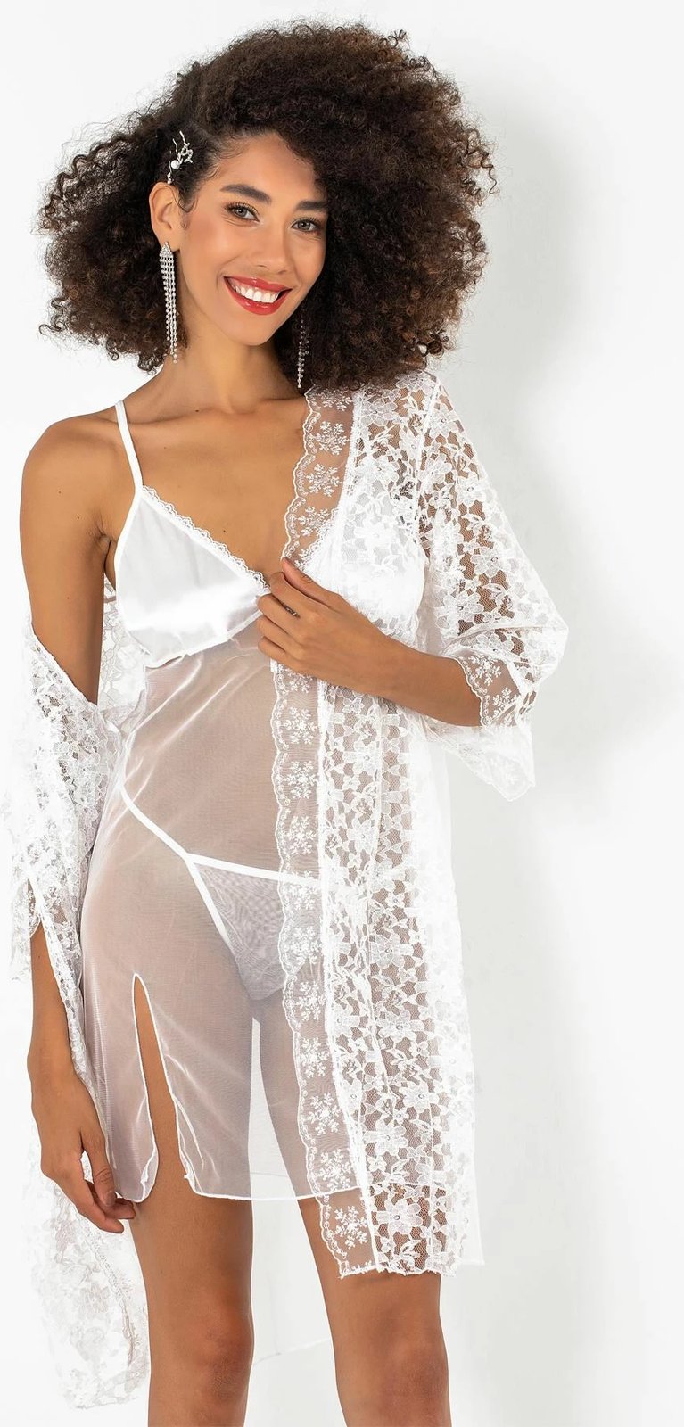 Set fustan nate dhe peniuar Jumeon, 011-008010, e bardhë