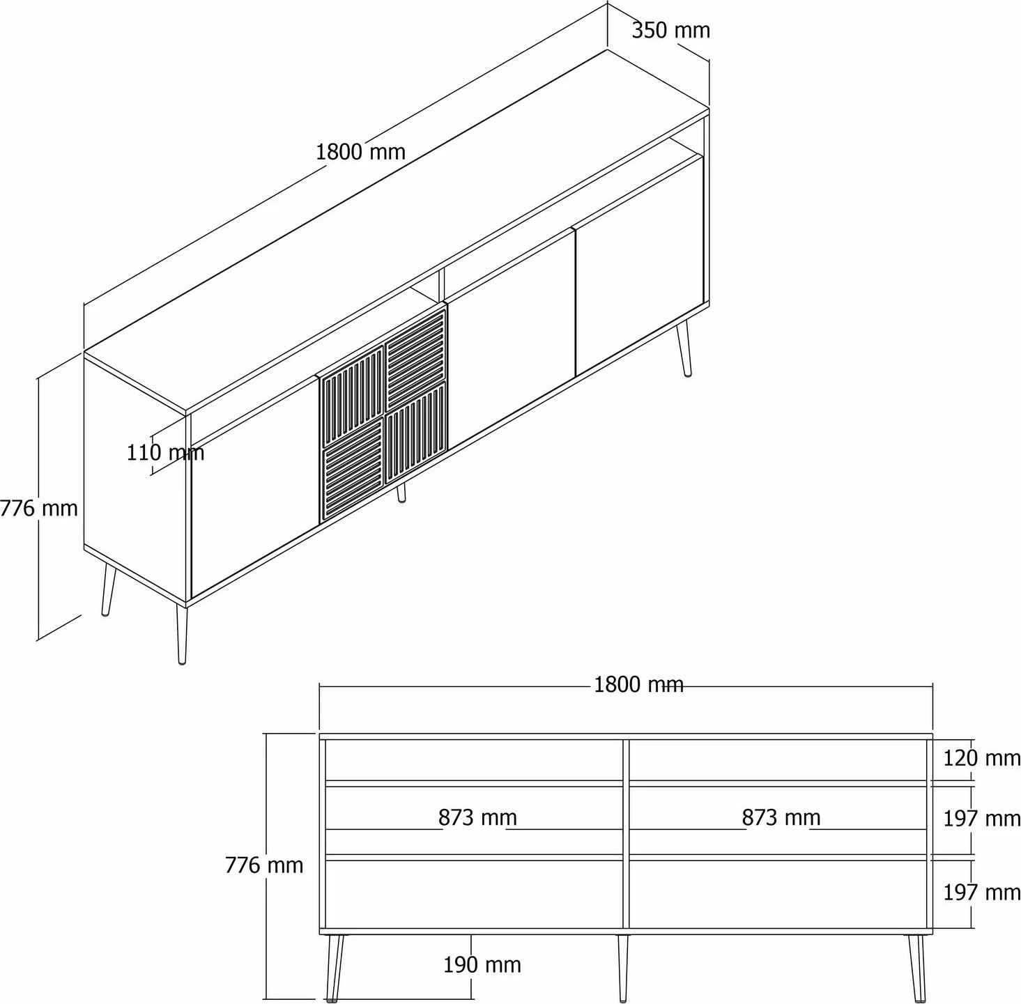 Konsolë Hanah Home Milan, e bardhë, e artë