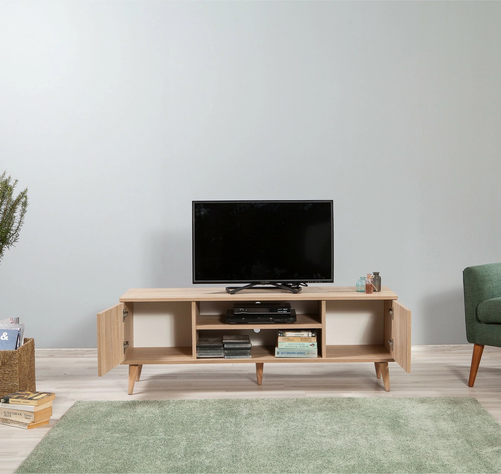 Komodë TV Hanah Home, Truva-222, ngjyrë lisi Sonoma