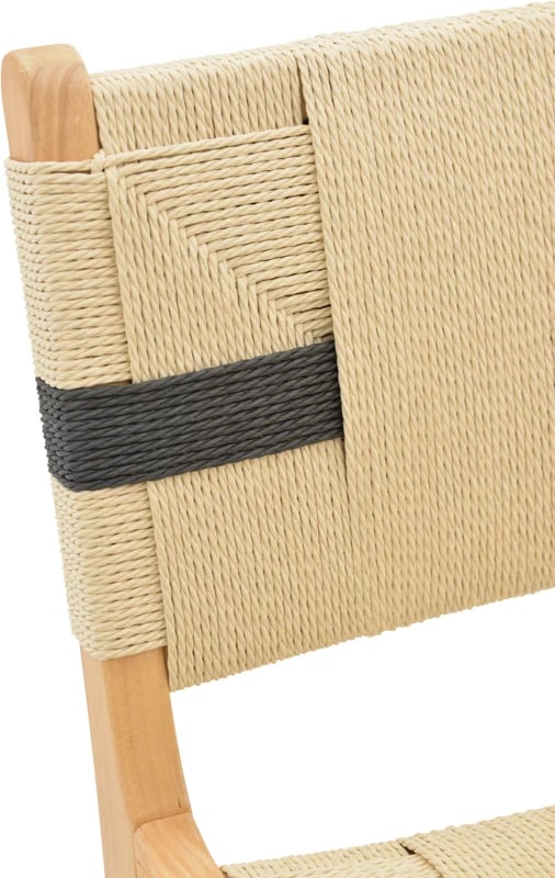 Karrige për bar Julien, dru gome natyral, litar natyral-zi, 45x46x95 cm