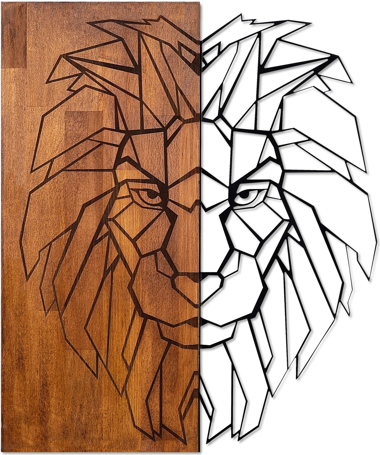 Aksesor dekorativ për mur, dru dhe metal, Wallity, Kıng1, ngjyrë arre, 47.5x58cm