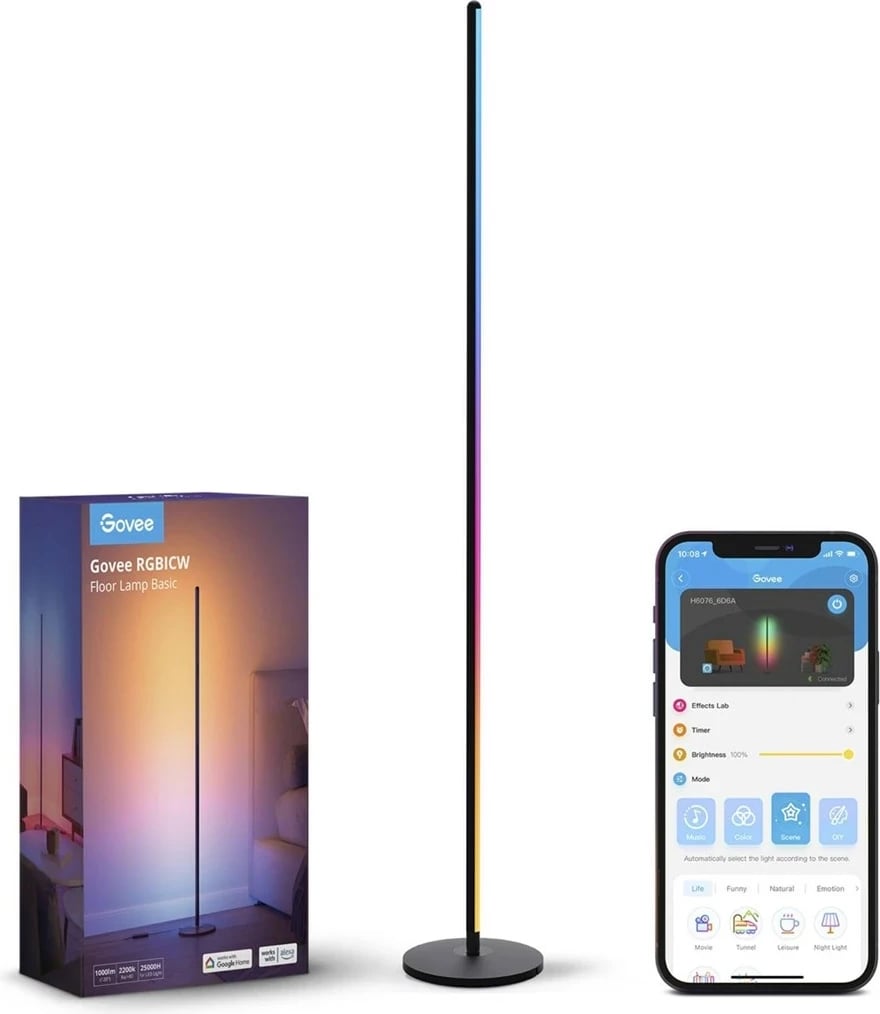 Llambë dyshemeje e mençur Govee H6076311, LED, Wi-Fi/Bluetooth, e zezë