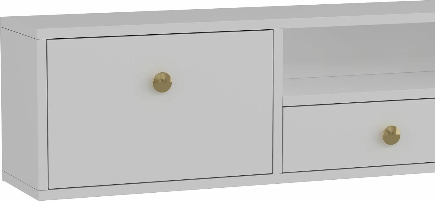 Komodë TV Skye Decor, e bardhë, e artë, 1301-DROP-1