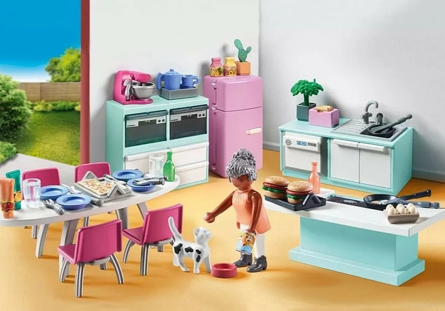 Set lodrash Playmobil My Life 71608, Kuzhinë me zonë ngrënieje, 105 pjesë