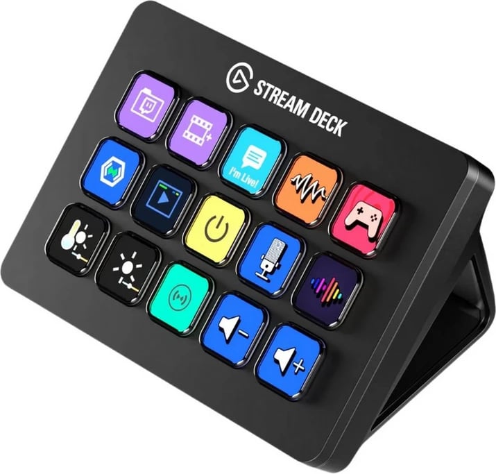 Kontroller Elgato Stream Deck 10GBA9901, 15 taste LCD, mbajtëse e rregullueshme, zi