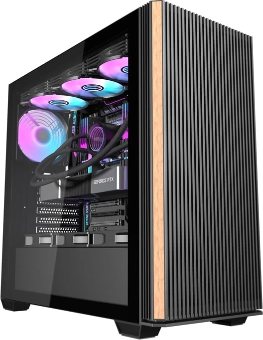 Kasë Darkflash DS900WS me 4 ventilatorë, Midi Tower, xham i temperuar, e zezë