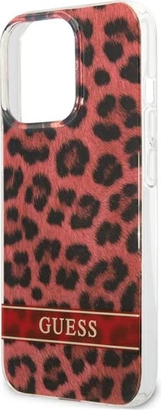 Mbështjellës Guess GUHCP13LHSLEOR për iPhone 13/13 Pro 6.1", hardcase, leopard, kuqe