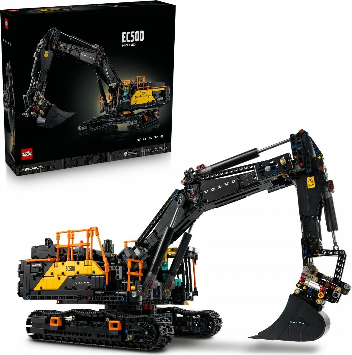 Set ndërtimi LEGO Technic Volvo EC500 Hybrid Ekskavator 42215, 2359 pjesë, për të rritur, verdhë/zi