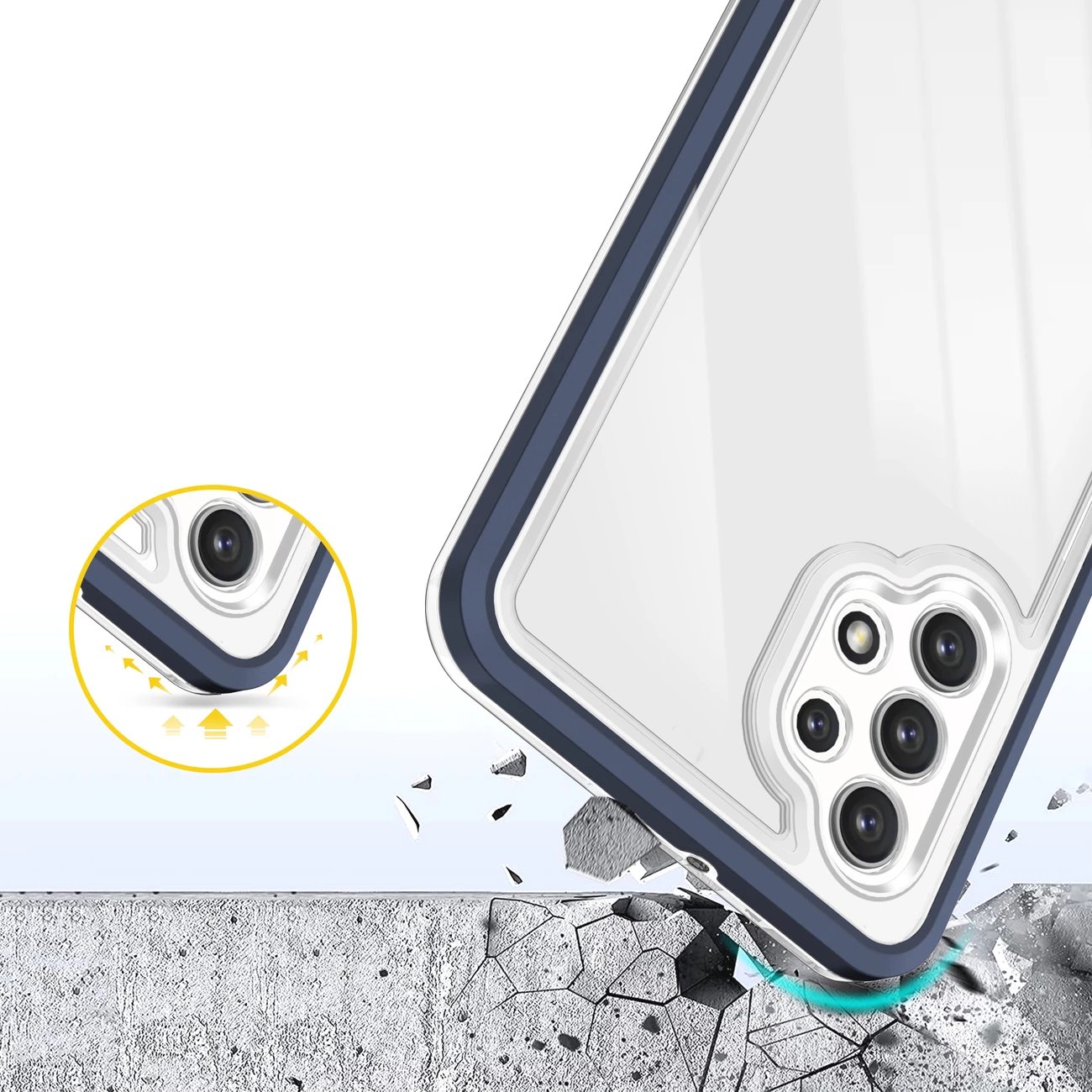 Mbështjellës Hurtel Hybrid Armor Clear 3 in 1 për Samsung Galaxy A72, Transparent/Blue