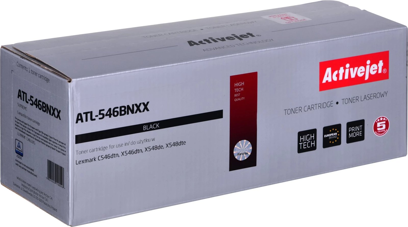 Toner zëvendësues Activejet ATL-546BNXX për printer Lexmark, i zi
