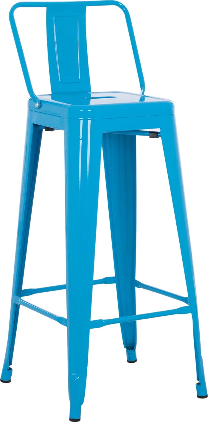 Karrige për bar metalike Melita me shpinë, ngjyrë blu, FH8643.08, 43x43x100 cm