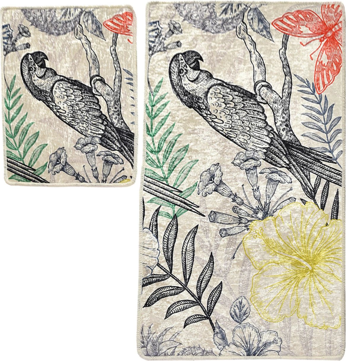 Set tapetash për banjo, 2 copë, Mijölnir, papagall, shumëngjyrëshe