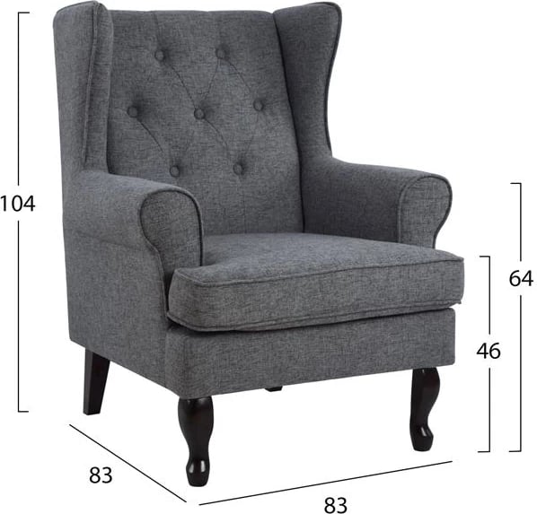 Karrige Brandon FH3073.10, pëlhurë gri, 83x83x104 cm