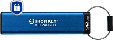 USB Kingston IronKey Keypad 200 32GB, USB 3.2, blu