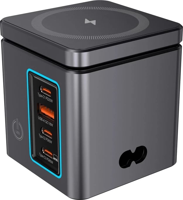 Karikues rrjeti GaN BlitzWolf BW-i113 Max, 105W, 3x USB-C + USB-A, karikim wireless 15W/5W