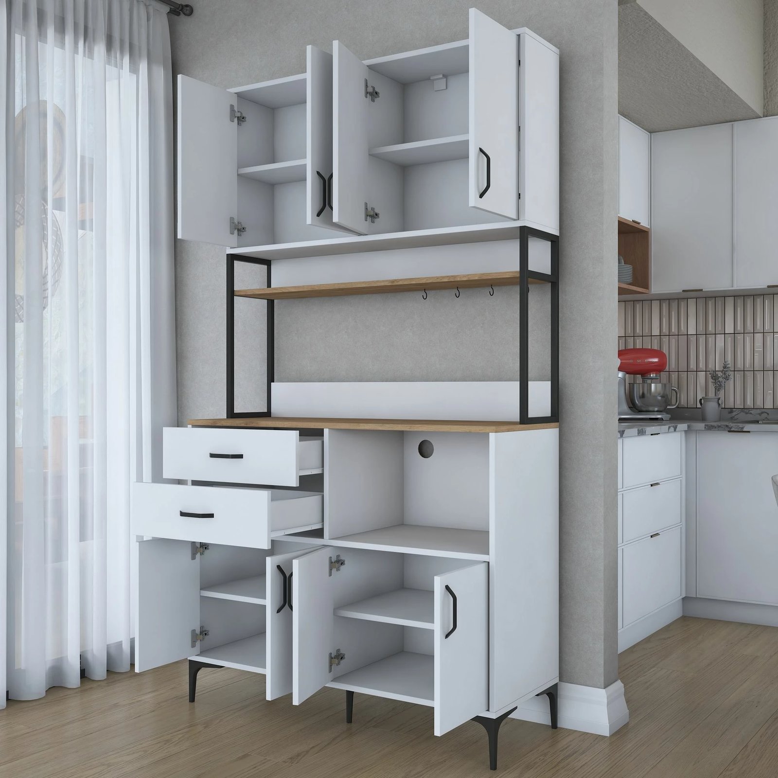 Dollap multifunksional Skye Decor, ngjyrë arr dhe e bardhë, JE209 - 3901