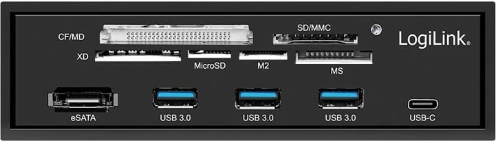 Panel multifunksional 5.25" LogiLink UA0341 me lexues kartash, 3x USB 3.0, USB-C, eSATA, i zi