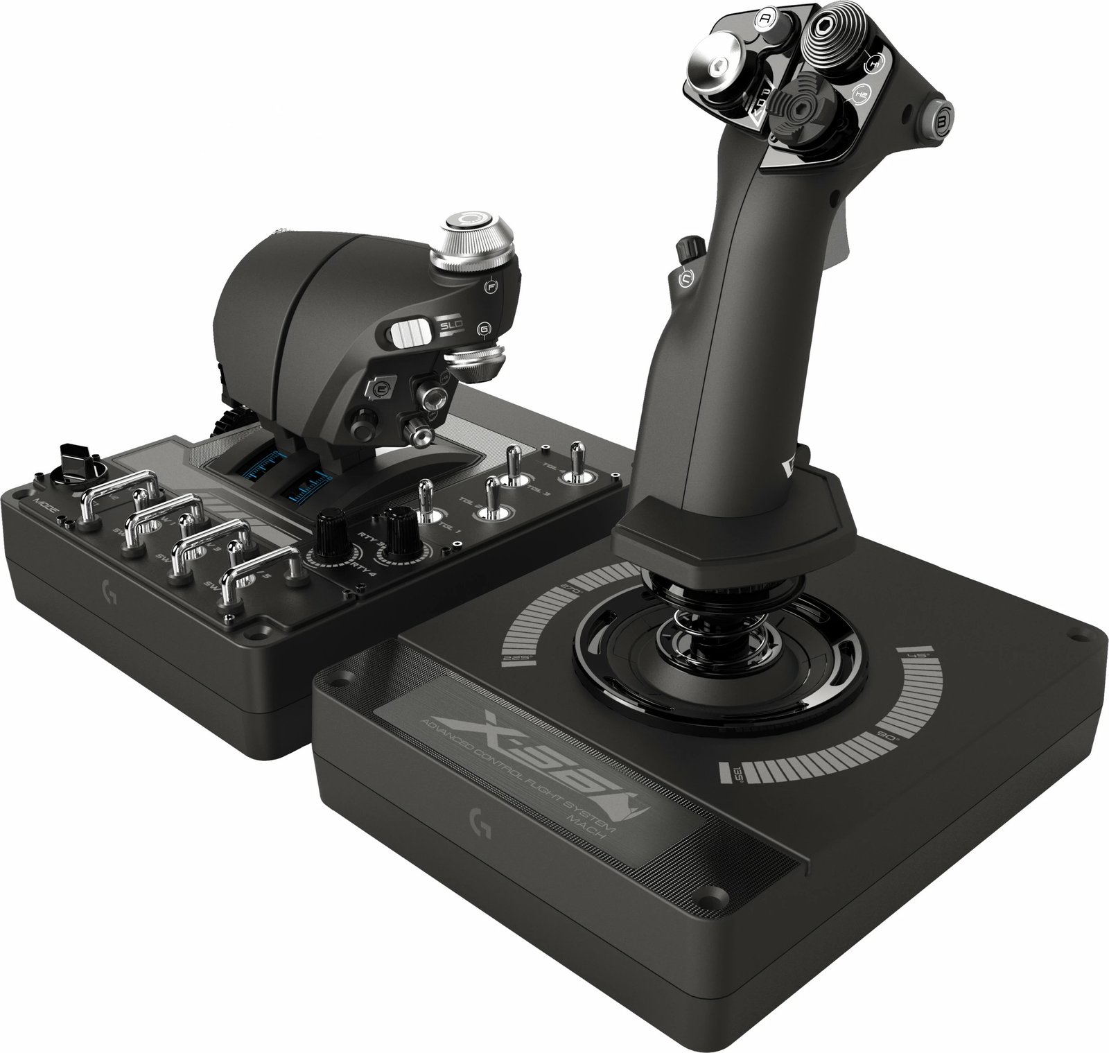 Joystick dhe throttle Logitech X56 H.O.T.A.S., për PC, me drita LED, i zi