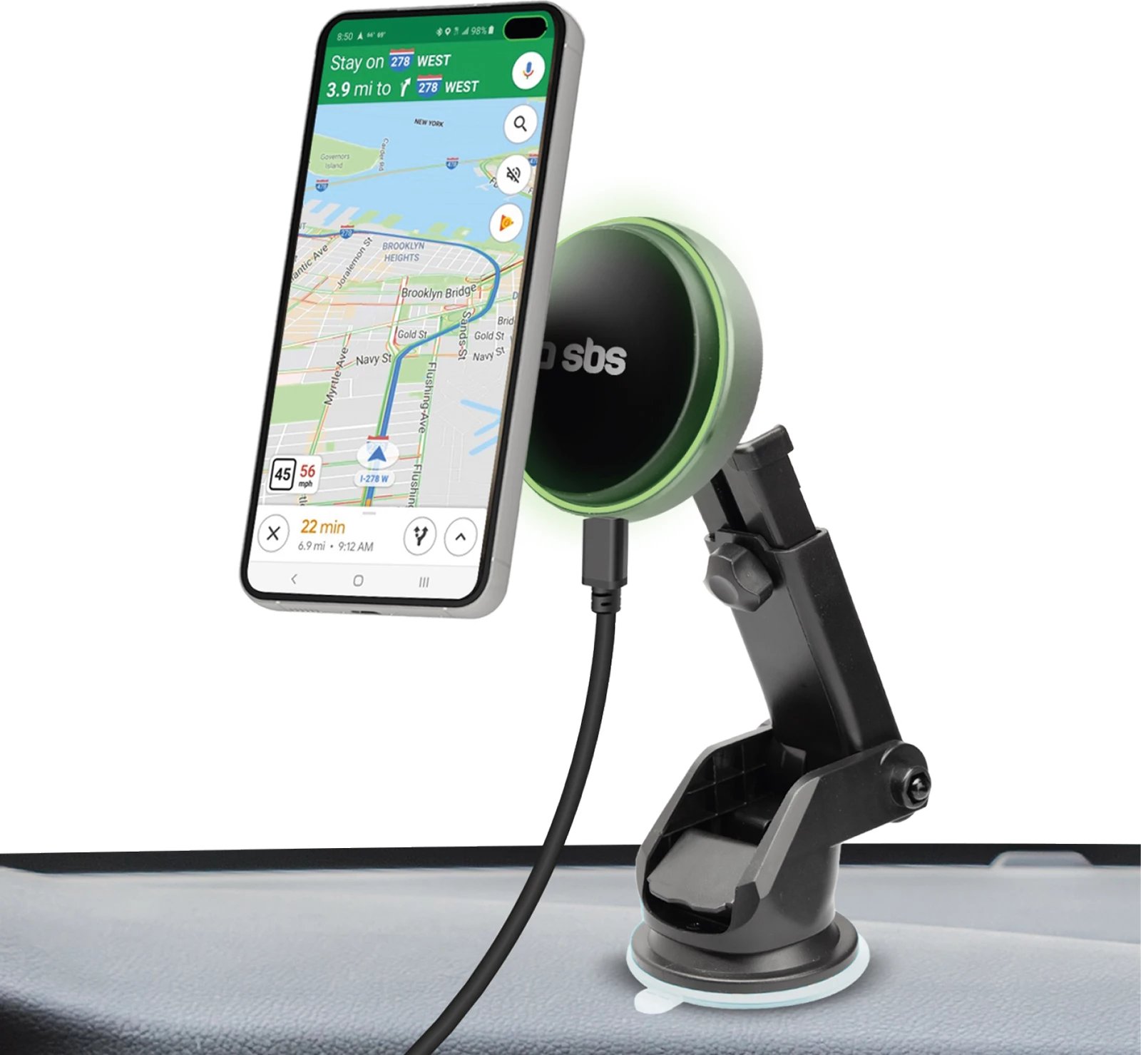 Mbështjellës makinës SBS TESUPMAGEXTWIR15W me karikim wireless, MagSafe, i zi