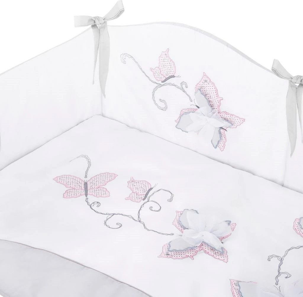 Set shtroje krevat foshnje 5 copë, Belisima Butterfly, 100x135 cm, gri