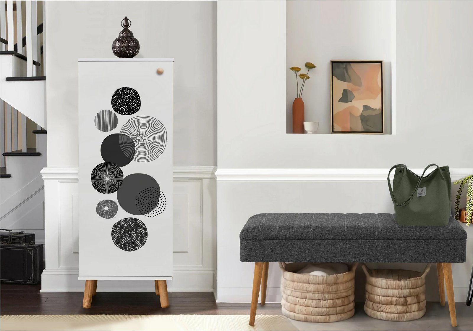 Set mobiljesh për korridor, ngjyrë e bardhë dhe antracit, Skye Decor, 941-1053