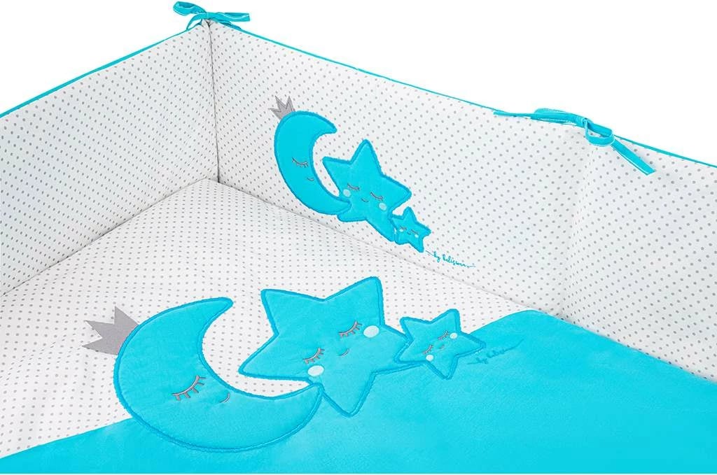 Set çarçafësh krevat bebe, Belisima Magic Stars 90/120, 3 pjesë, pambuk 100%, turkeze
