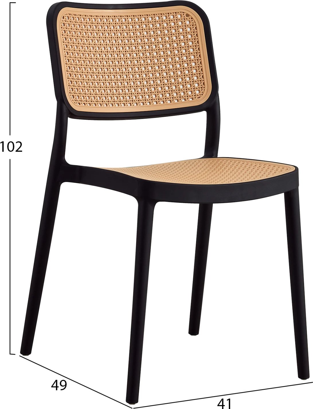 Karrige polipropileni MEKO FH5934.02, e zezë dhe bezhë, 41x49x102H cm