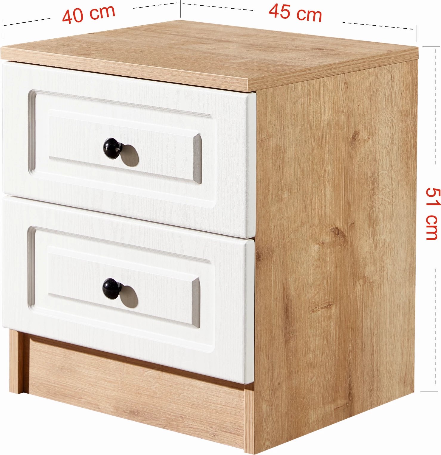 Komodinë nate Skye Decor, Tuvalle 033, ngjyrë lis safir dhe e bardhë